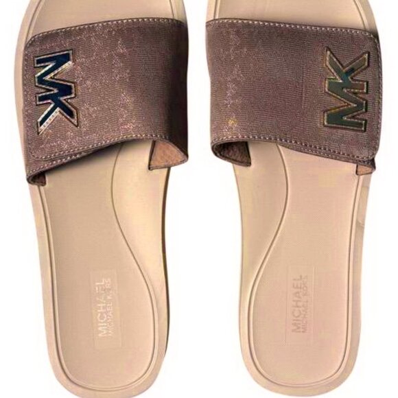 Michael Kors MK Pink Glitter Platform Slide Sandal - Picture 4 of 4